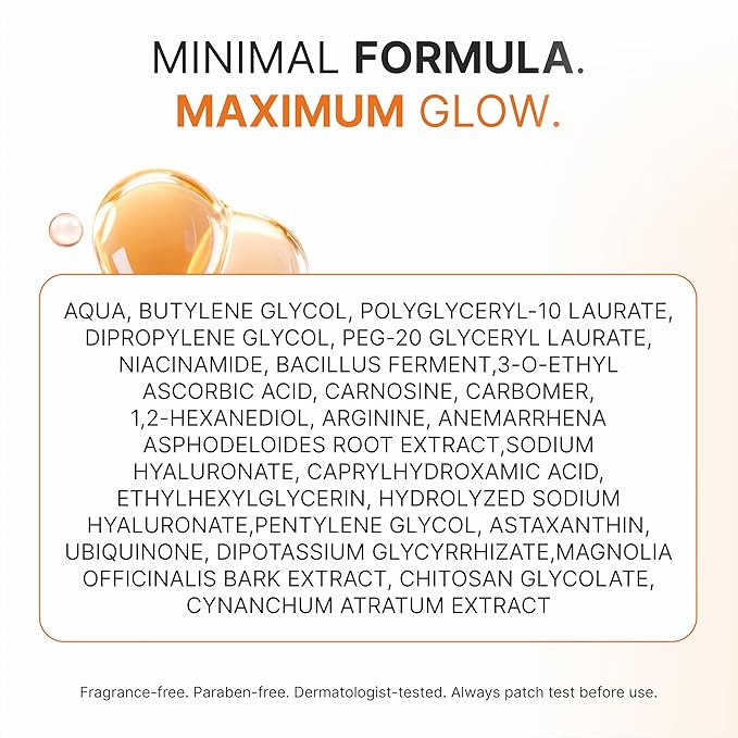 Glow Elixir | Advanced Vitamin C Serum for Face | Dark Spot Corrector with Niacinamide & Astaxanthin | Glass Skin & Brightening Serum for Even Skin Tone | Vitamin C for Face (30ml /1 Fl oz)