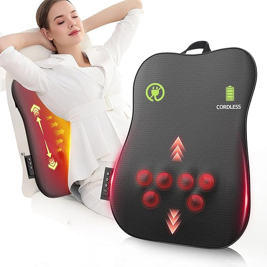Walking Full Back Massager with Heat,Rechargeable Cordless Back Massager for Pain Relief Deep Tissue,4D Kneading Massage for Shoulders, Neck,for Home Office Car Use,Men's and Women's Gifts