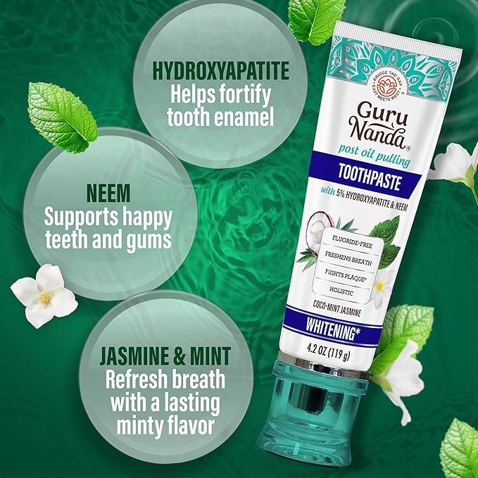GuruNanda Mint to Be Kit – CocoMint Oil Pulling, Hydroxyapatite Neem Toothpaste, & Dual Barrel Breath Harmonizer Mouthwash for Fresh Breath & Oral Care