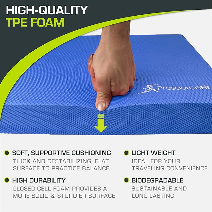 ProsourceFit Exercise Balance Pad – Non-Slip Cushioned Foam Mat & Knee Pad for Fitness and Stability Training, Yoga, Physical Therapy 15.5”x12.75”