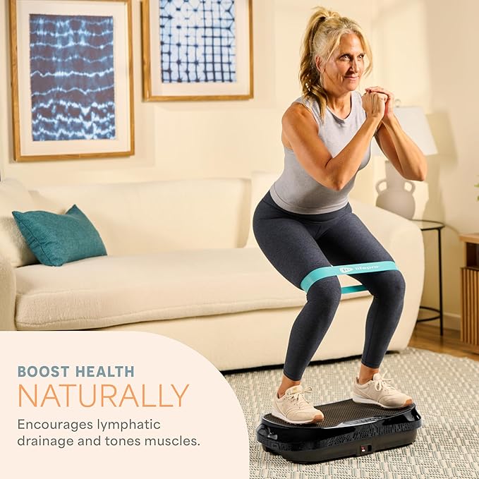 Lifepro Waver Mini Vibration Plate for Lymphatic Drainage – Whole Body Vibrating Platform Exercise Machine for Muscle Toning & Recovery with Remote & Resistance Bands, Max Load 260 lb