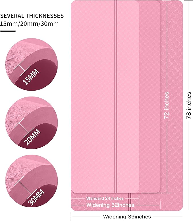 nuveti Large Exercise Mat - 15mm/20mm/30mm Thick Yoga Mat | Workout Mat for Fitness, Yoga, Pilates, Stretching & Floor Exercises for Women & Men with Free Carrying Bag