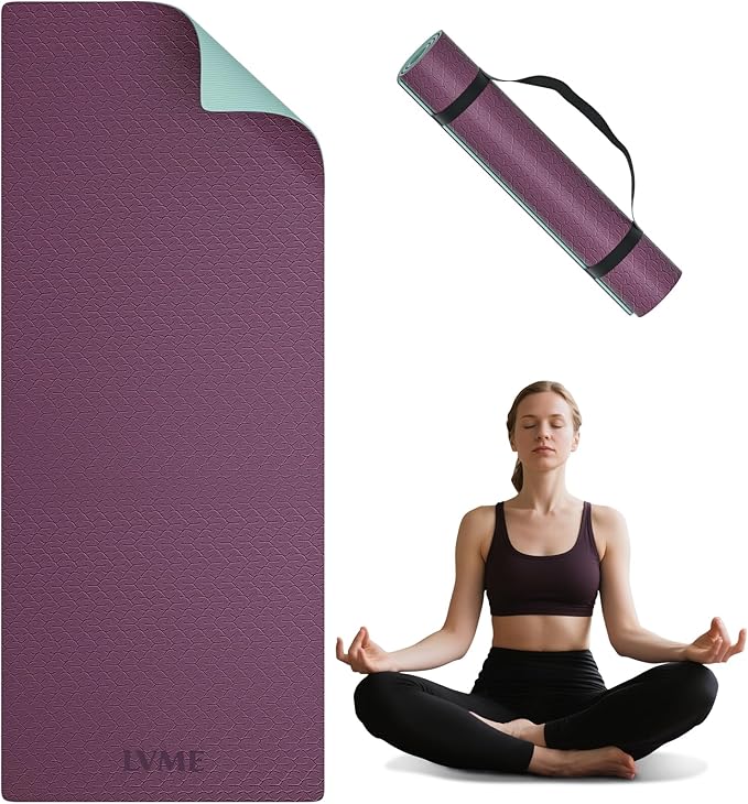 Yoga Mat Non Slip, Anti-Tear 1/4 Thick TPE Yoga Mats for Women and Men, a stylish and practical dual-tone yoga mat.72"x24" Exercise & Fitness Mat with Carrying Strap, Workout Mats for Yoga, Pilates and Floor Exercise