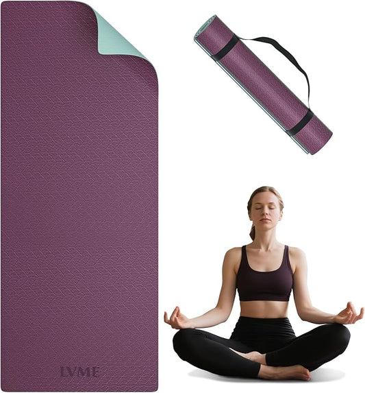 Yoga Mat Non Slip, Anti-Tear 1/4 Thick TPE Yoga Mats for Women and Men, a stylish and practical dual-tone yoga mat.72"x24" Exercise & Fitness Mat with Carrying Strap, Workout Mats for Yoga, Pilates and Floor Exercise