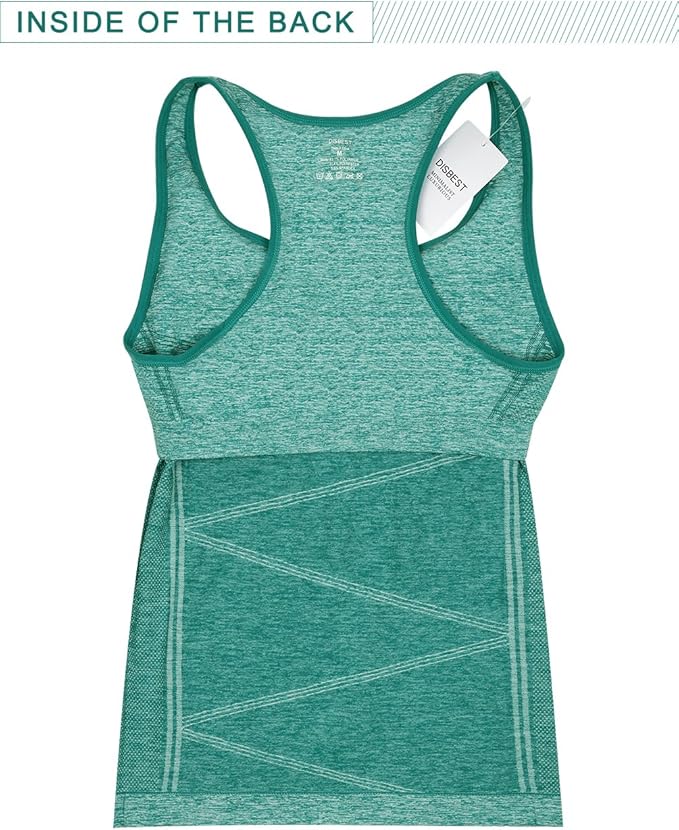 Disbest Yoga Tank Top, Women's Performance Stretchy Quick Dry Sports Workout Running Top Vest with Removable Pads