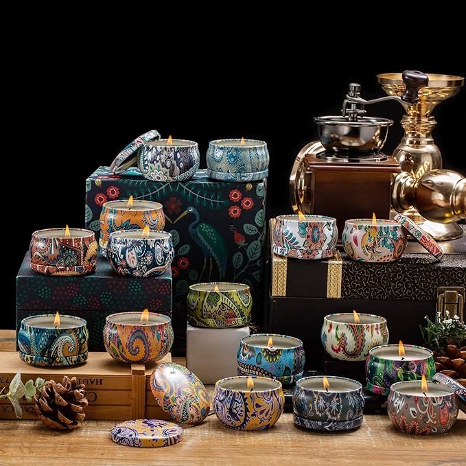 16 Pack Scented Candles Gift Set for Woman, Jar Candle, 2.5 oz Soy Wax Tin Candle-Ideal Gift for Travel Home Décor