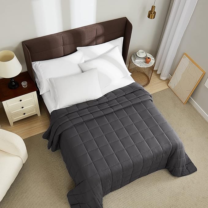 Weighted Blanket King Size (Dark Grey,80''x87'' - 25 lbs) Cooling Breathable Heavy Blanket Microfiber Material with Glass Beads for Adult All-Season Summer Fall Winter Soft Thick