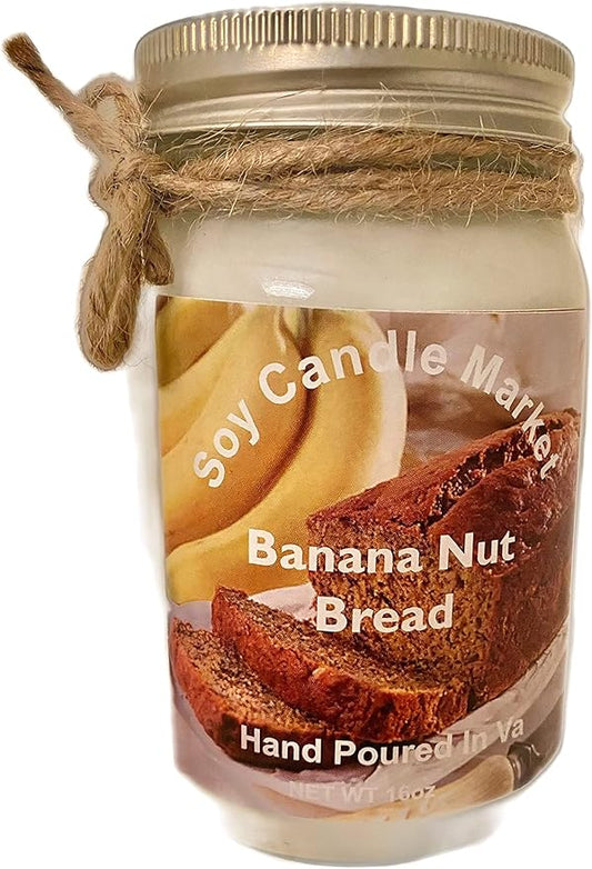 Soy Scented Candles | Handmade & Highly Aromatic Candles Burns Upto 85 Hours in Glass Jar - Perfect for Home Decor, Wedding, Birthday, Dinner (Banana Nut Bread, 12 oz)