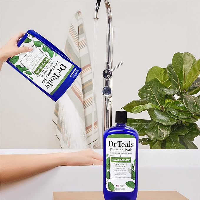 Dr Teal's Pure Epsom Salt, Relax & Relief with Eucalyptus and Spearmint, 3 lb (Pack of 4)