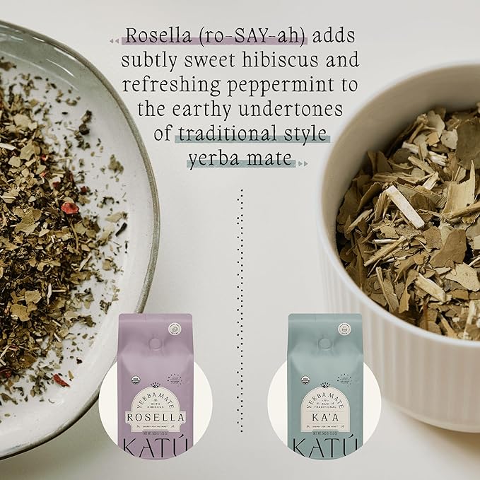 Katú Ka’a + Rosella Yerba Mate Tea – Variety 2-Pack (1 x Ka’a + 1 x Rosella, 500g Each) – Organic Loose-Leaf Blend with Hibiscus, Peppermint & Stevia – 1kg Total