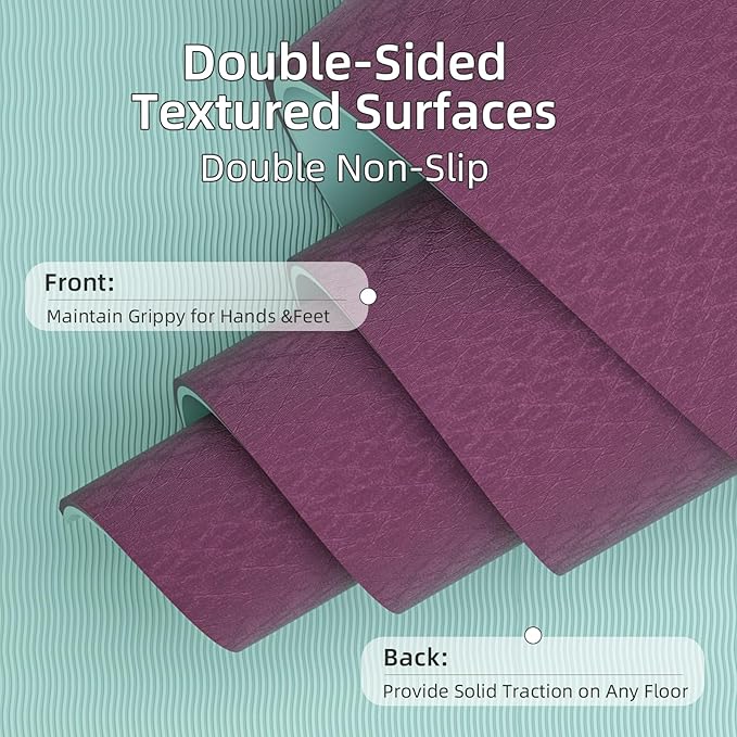 Yoga Mat Non Slip, Anti-Tear 1/4 Thick TPE Yoga Mats for Women and Men, a stylish and practical dual-tone yoga mat.72"x24" Exercise & Fitness Mat with Carrying Strap, Workout Mats for Yoga, Pilates and Floor Exercise