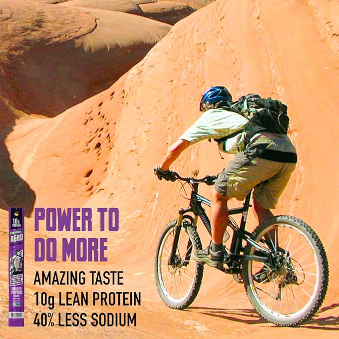 AGRO POWER Vegan Jerky Sticks, Teriyaki Flavor Plant-Based, 7 Stick Bag with 10g Protein, Non-GMO, 40% Less Sodium, Zero Cholesterol, Meat Alternative, High Protein Snack for Lunch, On-the-Go Fuel