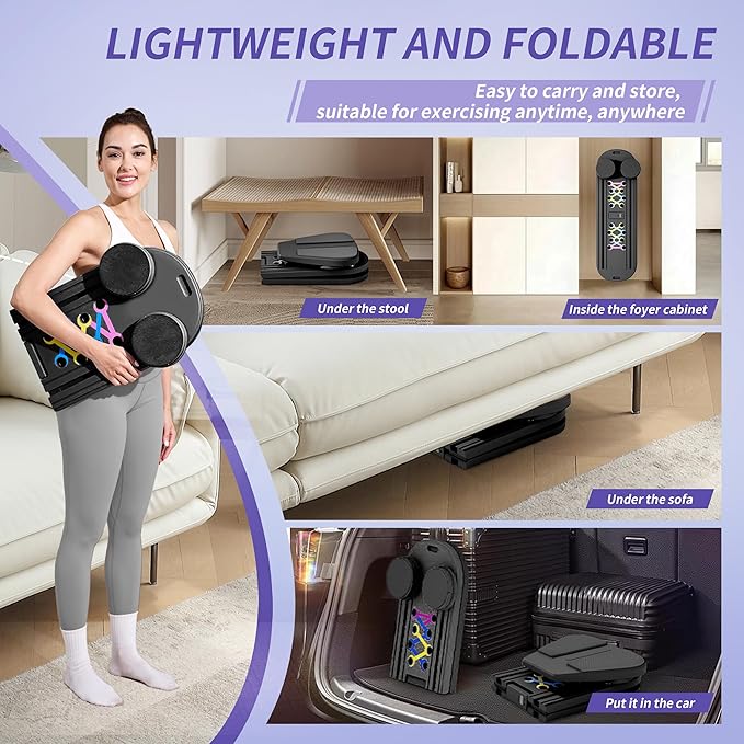 Pilates Board Reformer Premium 15-in-1 Upgraded Foldable - Portable Home Gym Digital Display, Resistance Bands,Balance Board and Timer - Ideal for Abs, Core and Full-Body Workout for Women