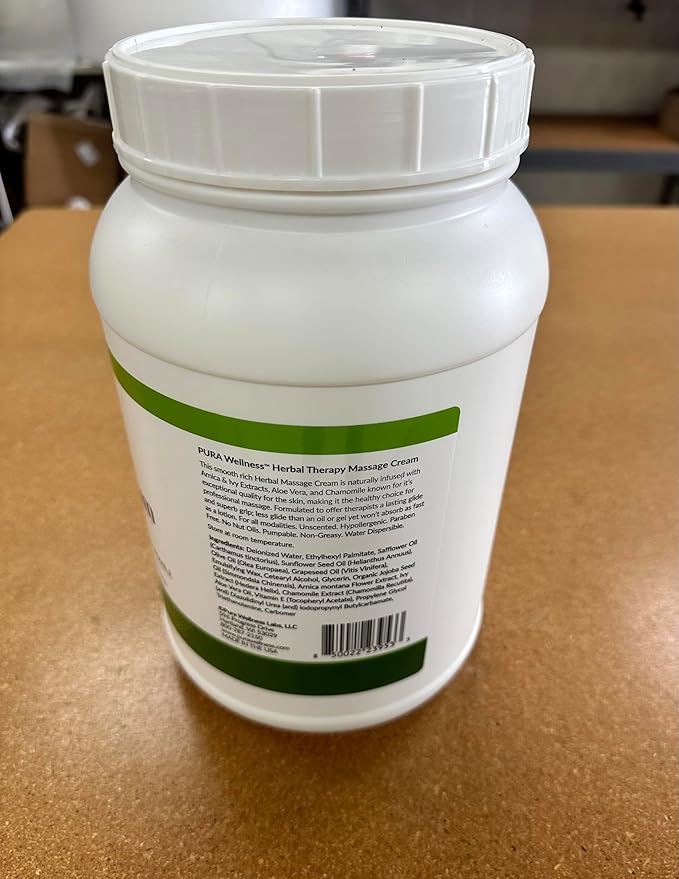 Wellness Professional Herbal Massage Cream, 128oz, Pura Massage Cream for Muscle Relief, Physical Therapy, Professional Deep Tissue Therapy, Massage Deep Tissue