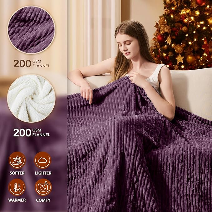 Homemate Electric Heated Blanket King Size - 100"x90" Heating Blanket King Size Dual Control 1/2/4/6/8 Hours Auto-Off 10 Heat Level Over-Heat Protection Soft Flannel Sherpa ETL Certification