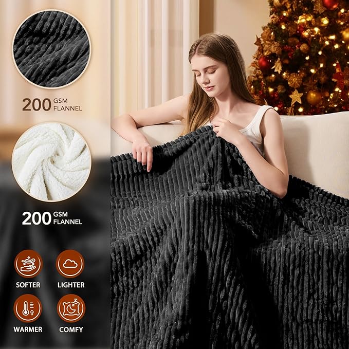 Homemate Electric Heated Blanket Twin Size - 62"x84" Heating Blanket Twin Size 1/2/4/6/8 Hours Auto-Off 10 Heat Level Over-Heat Protection Soft Flannel Sherpa ETL Certification
