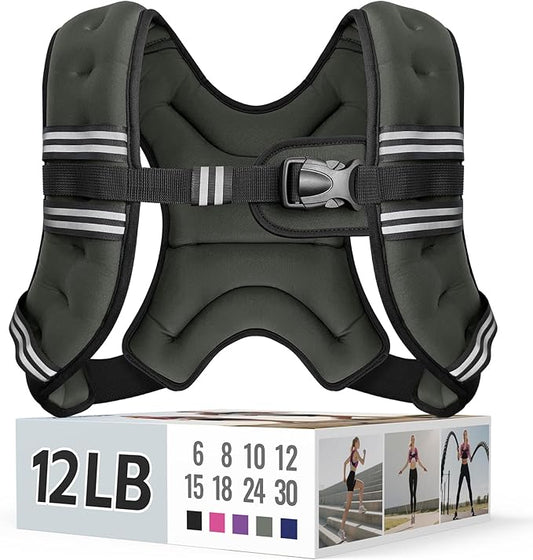 Weighted Vest for Women & Men with Reflective Stripe and Adjustable Buckle, Comfortable & Durable Rucking Vest for Walking, Running & Strength Training