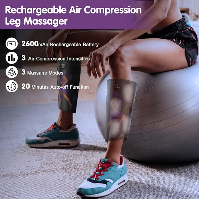 QUINEAR Rechargeable Leg Massager for Circulation and Pain Relief, Cordless Air Leg Compression System, Calf Massager Gift for Mom Dad Women Men (FSA or HSA Eligible)