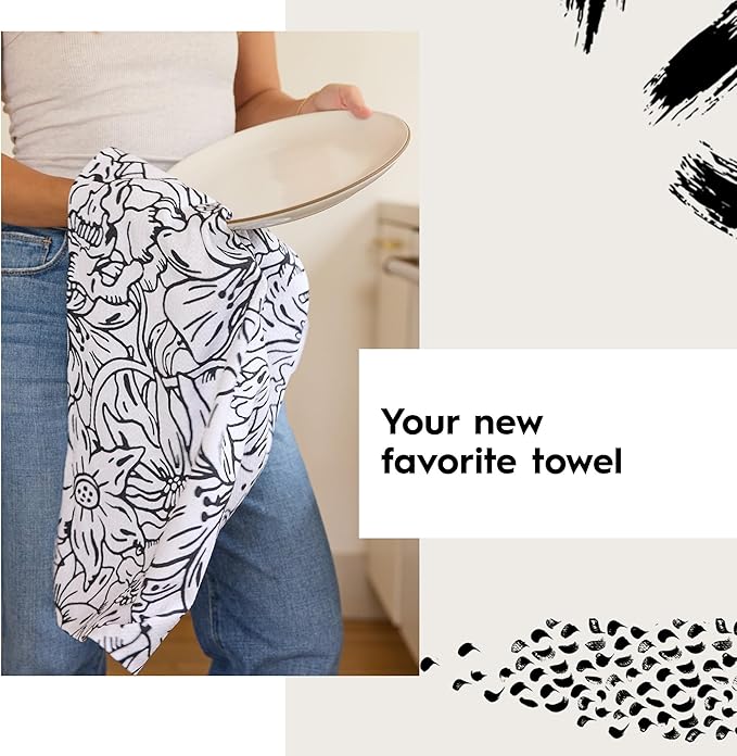 GEOMETRY Spring Kitchen Towels - Double Sided, Quick Dry Microfiber Cloth - Spring & Summer Dish Towels for Kitchen Drying - Premium Quick Dry Towel - Dancy, 18" x 30" - 1-Pack
