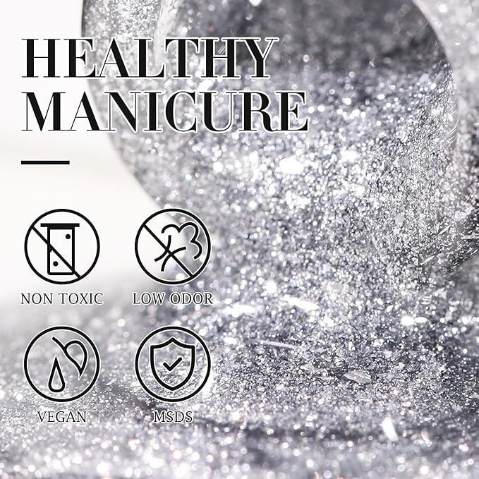 Double Rhythm 6 Colors Cat Eye Gel Polish Set Shimmer Glitter with Magnet Holographic Reflective Magnetic UV Nail Art Kit (6-Kit 32)