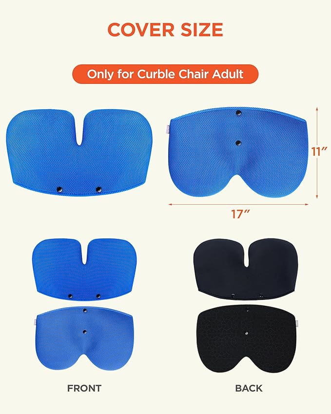 curble Grand Cover, Detachable Cover for Adult Chair, Ergonomic Chair Back Support and Lumbar Support (Blue)