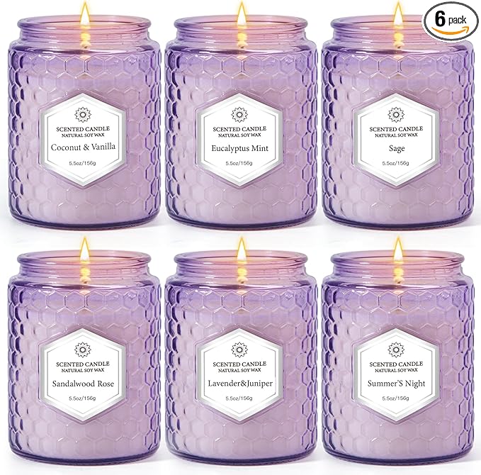 Candles for Home Scented, 6 Pack Aromatherapy Candles Gifts Sets for Women Birthday,33 oz Soy Wax 240 Hour Long Lasting Jar Candles for Christmas Thanksgiving Day