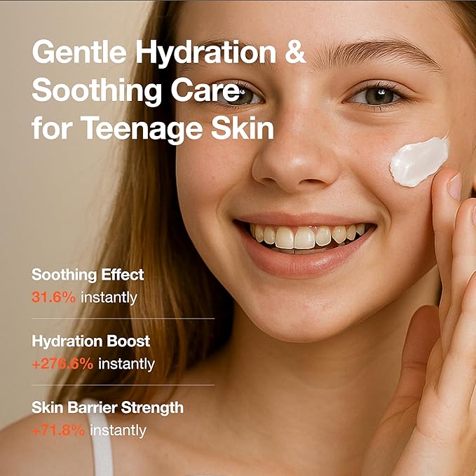 KREME'YOUNG – Teen Blemish-Prone & Oily Skin Moisturizer, Organic Korean Face Cream, Hydrating, Fast Absorbing, Non-Greasy, Gentle & Soothing, Vegan & Non-Toxic with Vitamin C(2.47 oz / 70g)