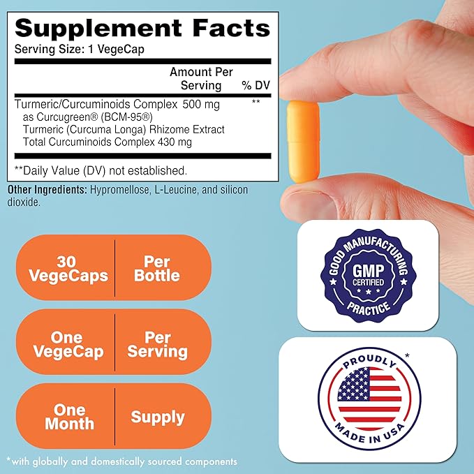 Health Thru Nutrition Turmeric Curcumin Complex 500mg | as BCM-95 Curcugreen Clinically Studied | Vegan Certified | (Non-GMO and Hypoallergenic (Pack of 30)