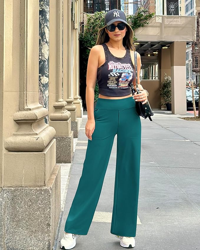 G4Free Yoga Pants Women Wide Leg Pants with Pockets High Waist Stretch Dress Casual Sweatpants Petite/Regular/Tall