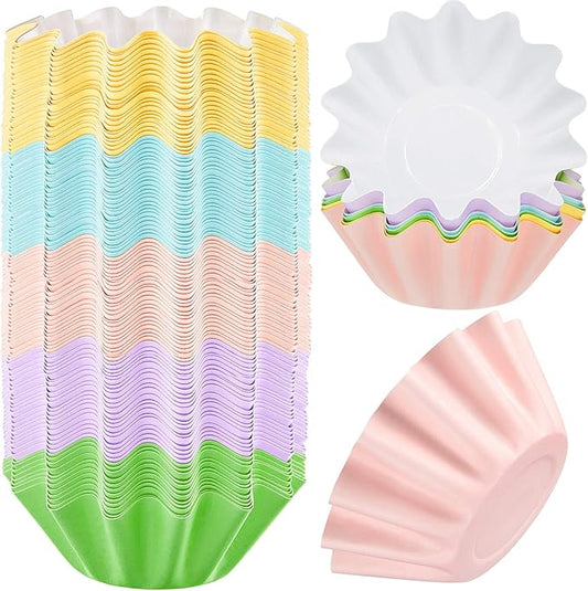 Boao Wax Melt Liners Reusable Wax Warmer Containers Leakproof Cups for Scented Candle, Paper Holders for Electric Pluggable Melter and Burner(Pink, Blue, Green, Yellow, Purple,100 Pieces)