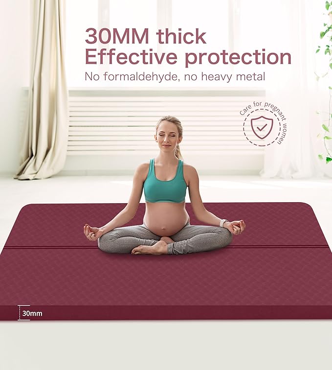 nuveti Large Exercise Mat - 15mm/20mm/30mm Thick Yoga Mat | Workout Mat for Fitness, Yoga, Pilates, Stretching & Floor Exercises for Women & Men with Free Carrying Bag