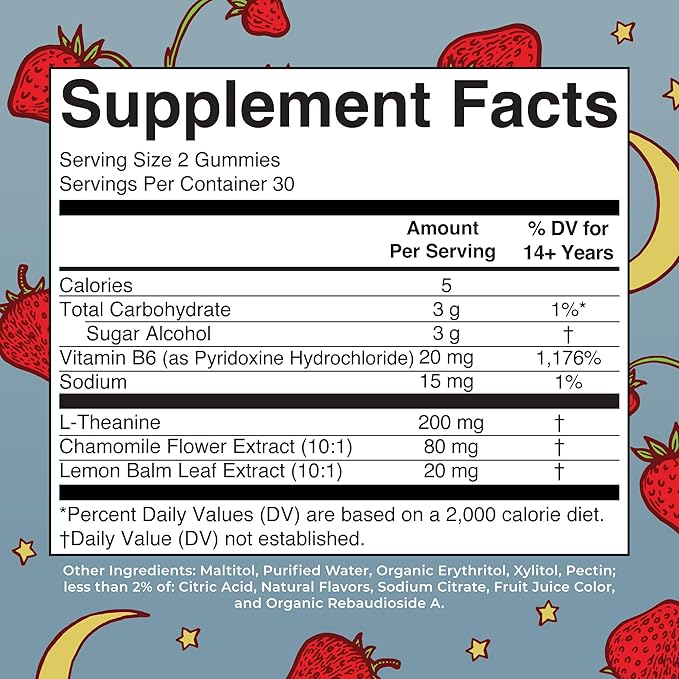 MaryRuth Organics Sleep Gummies | Sugar Free | NO Melatonin | L Theanine | Lemon Balm Leaf | Chamomile | Vitamin B6 | Relaxation & Sleep Support | Stress Relief | Vegan | Gluten Free | 60 Count