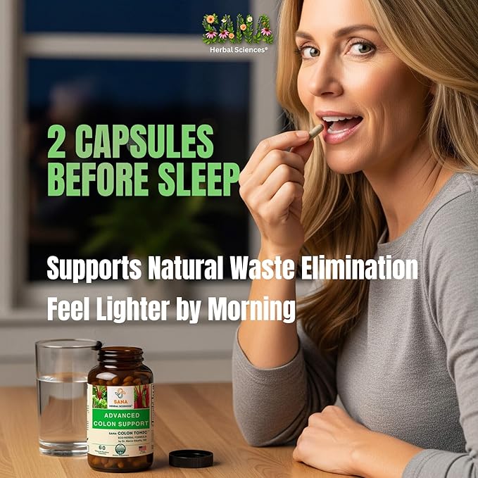 Natural Stool Softener - Safe for Daily Use, Postpartum | Ultra Gut Daily Colon Cleanse, Constipation Relief for Adult and Senior Women & Men | 60 Herbal Laxative Pills | Sana Herbal