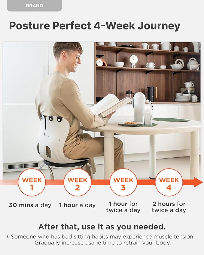 Curble GRAND(Extra Wide & Sturdy) – Ergonomic Chair Back Support, Lumbar Support for Good Posture Correction and Back Pain Relief, Perfect for Office Chair, Floor Seat, Work from Home, Patented(Black)