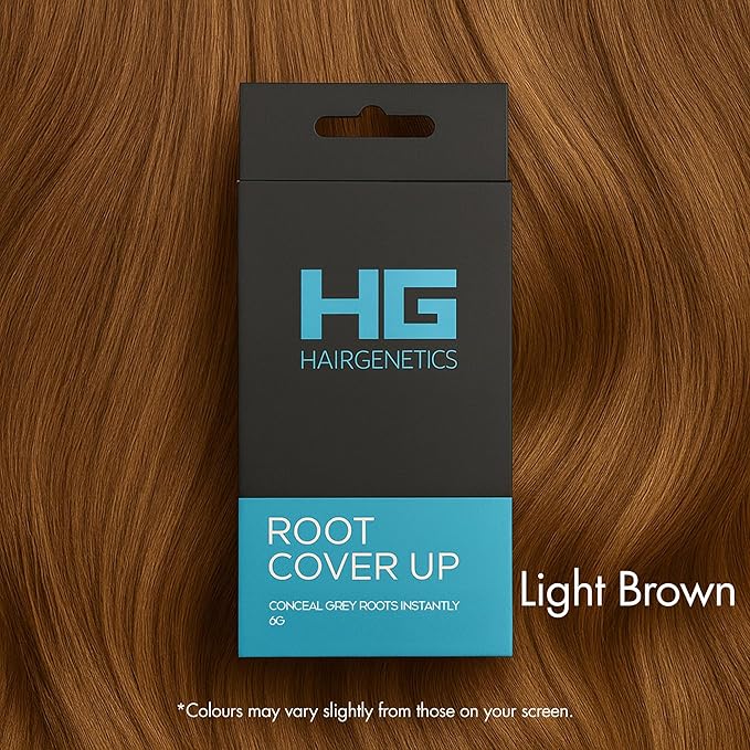 Hair Genetics Root Touch Up Hair Color Root Cover Up with Double-Ended Brush for Hair Color for Gray Hair Coverage - Portable Hair Powder Solution for Quick Gray Coverage (Light Brown, 6g)