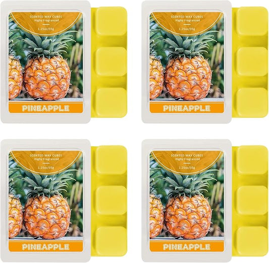 SCENTORINI Wax Melts, Pineapple Fragrance, Wax Melts Wax Cubes, Natural Soy Wax, 4 Pack, for Candle Making, Wax Warmer