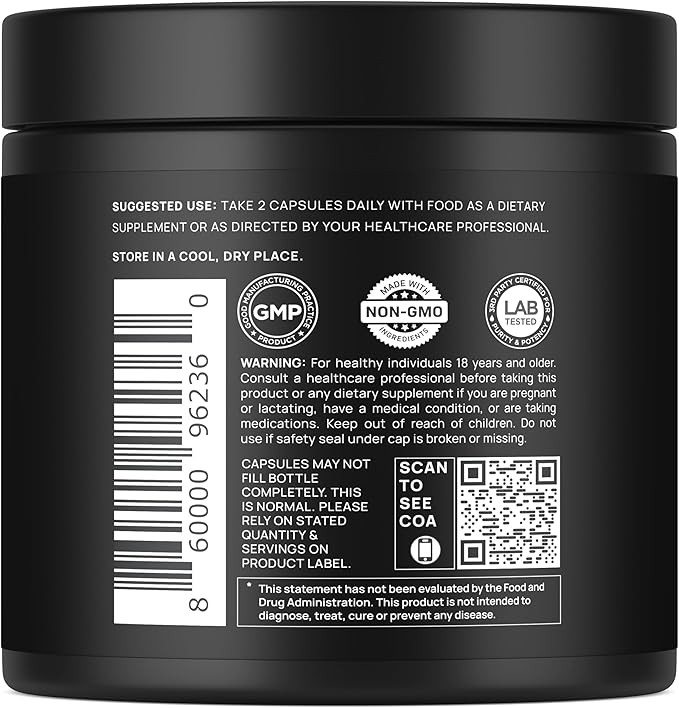 ELMNT 40,000mg 40x Strength Organic Black Maca Root w. Ashwagandha - #1 Highest Potency Black Maca Root Capsules for Men Supplement 40:1 Extract - 100% Pure Maca Peruana Maca Powder Pills Gelatinized