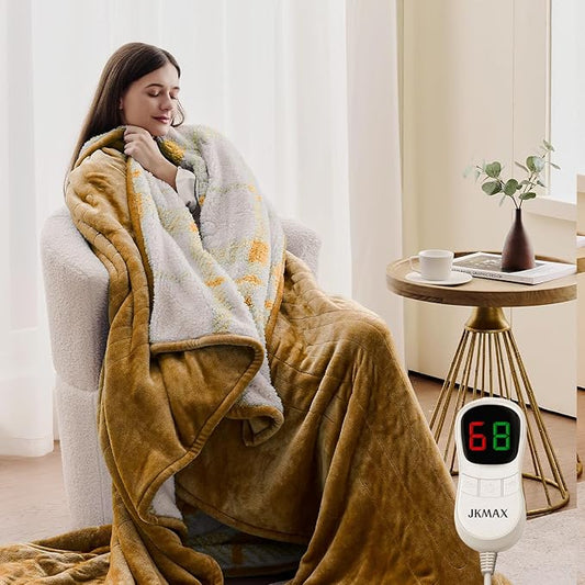 Heated Electric Blanket Twin Size - 62"x84" Flannel Heating Blanket with 10 Heating Levels & 5 Time Settings Over-Heat Protection, Winter Warmer for Adults with ETL Certification（Ivory）