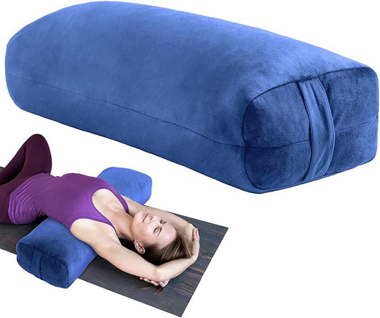 MABOZOO Yoga Bolster Pillow, Rectangular Bolster for Restorative Yoga & Meditation, Professional Meditation Cushion with Carry Handle, 27"X10"X6"