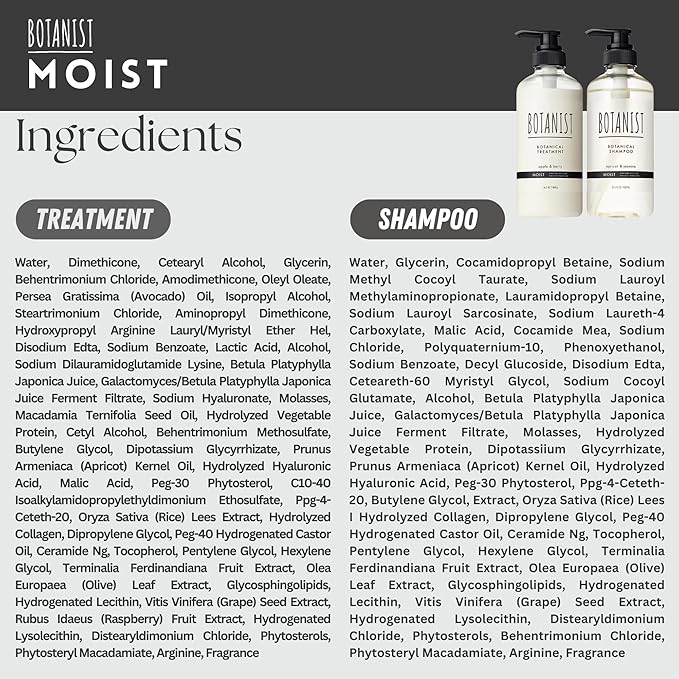 BOTANIST Keratin Shampoo and Conditioner Set for Women & Men, Argan Oil Shampoo & Conditioner with Collagen, Protein & Jojoba, Sulfate Free Natural Shampoo & Conditioner from Japan 31.7Fl Oz MOIST