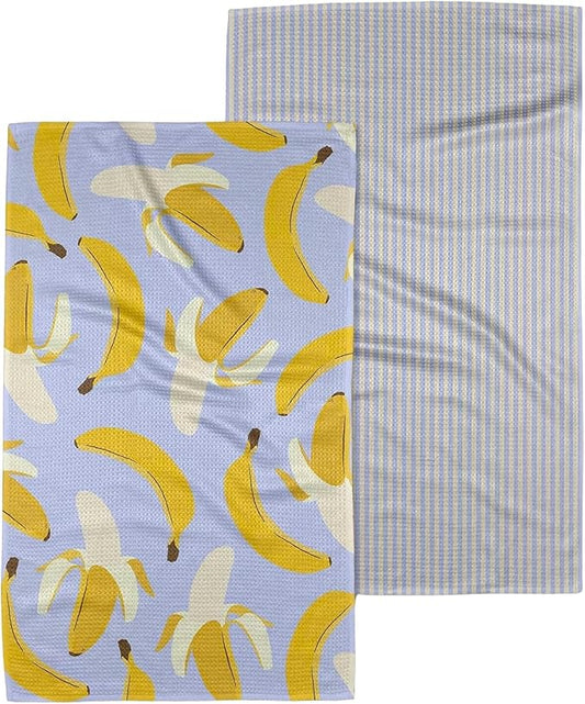 GEOMETRY Spring Kitchen Towels - Quick Dry Microfiber Cloth Spring & Summer Dish Towels for Kitchen Drying - Premium Quick Dry Towel - Banana Bliss, 18" x 30" - 2-Pack