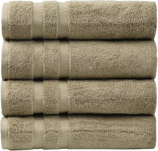 SOFE H&L | Olea Luxury Cotton Turkish Bath Towels Set of 4 Green | Premium, Soft, Durable, Absorbent | Hotel Quality Plush Towels and Thick Towel Sets