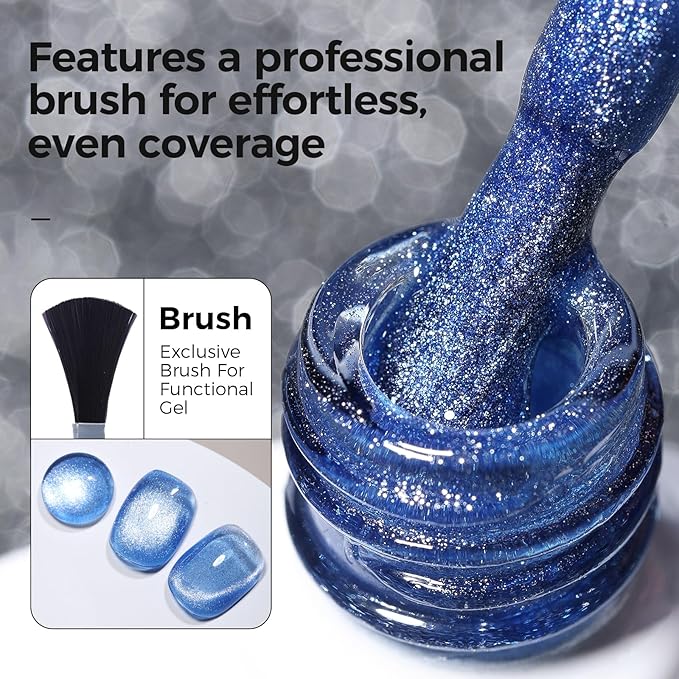 5-in-1 Cat Eye Gel Polish Kit, 6PCS-7.5ml No Base/Top Coat Needed, All-in-One Formula, Beginner-Friendly Magnetic Nail Art Set with Magnet Sticks, Fast Curing for Home DIY Manicure