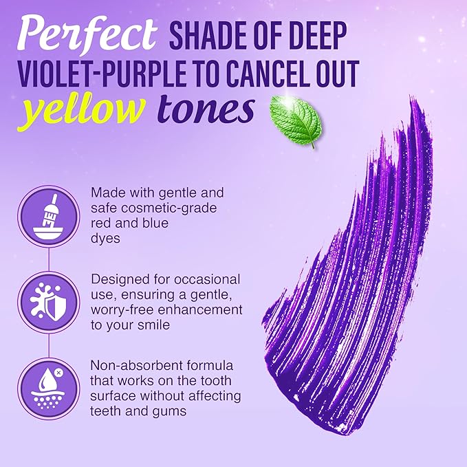 GuruNanda Purple Color Corrector Serum, Fluoride-Free & Gentle, Instant Teeth Whitening, with Essential Oils, Up to 50 Uses, 2 Pack