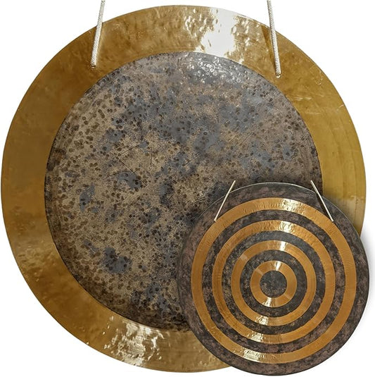 Chinese Wind, Sun, Horizon & Eclipse Gongs. Handmade Premium Quality for Sound Healing & Meditation (Solar Eclipse Gong, 16")