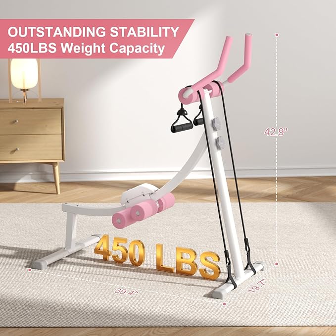 Home Gym Systems Ab Machine, Ab Workout Equipment, Adjustable Ab Trainer Machine for Abs Workout at Home Gym, Foldable, Knee Protection, Abdominal Trainer for Stomach