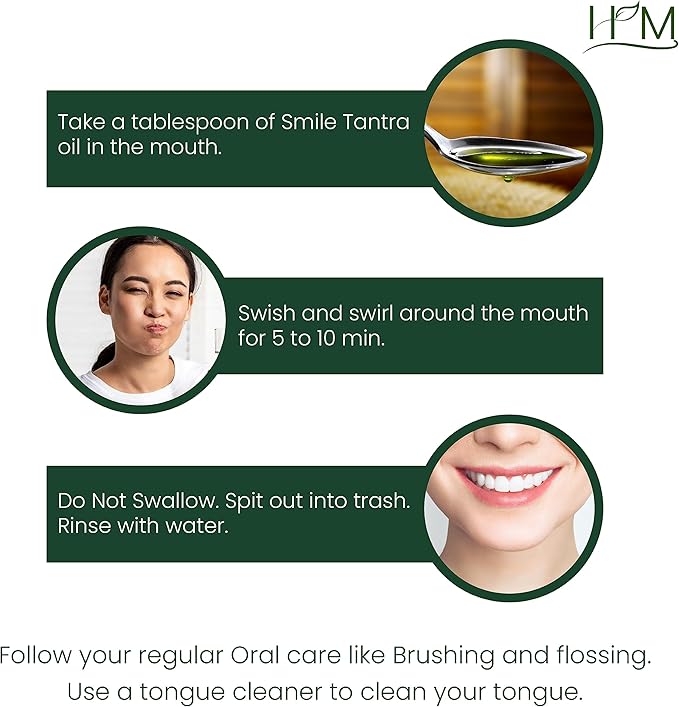 Smile Tantra Oil Pulling with Clove & Fennel Essential Oils for Oral Health, Healthy Teeth & Gums, Alcohol Free Mouthwash, Teeth Whitening, for Dry Mouth, Bad Breath & Freshens Mouth- 8.45 FL Oz