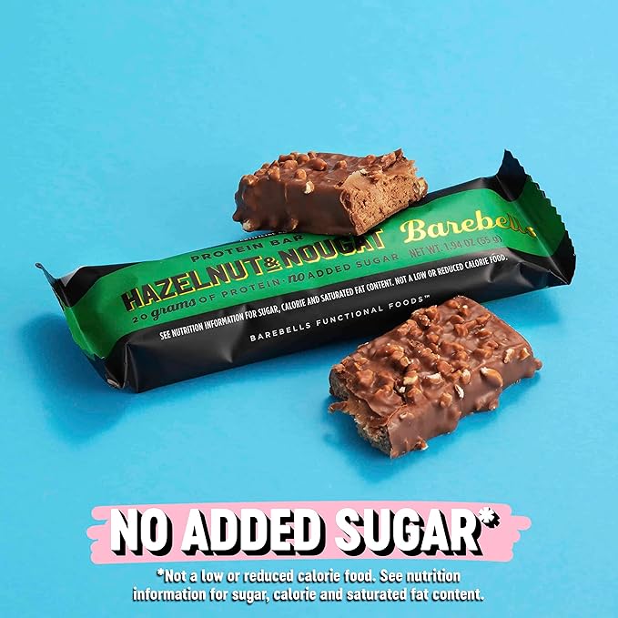 Barebells Protein Bars Hazelnut & Nougat - 12 Count, 1.9oz Bars - Protein Snacks with 20g of High Protein - Chocolate Protein Bar with 1g of Total Sugars - On The Go Protein Snack & Breakfast Bars