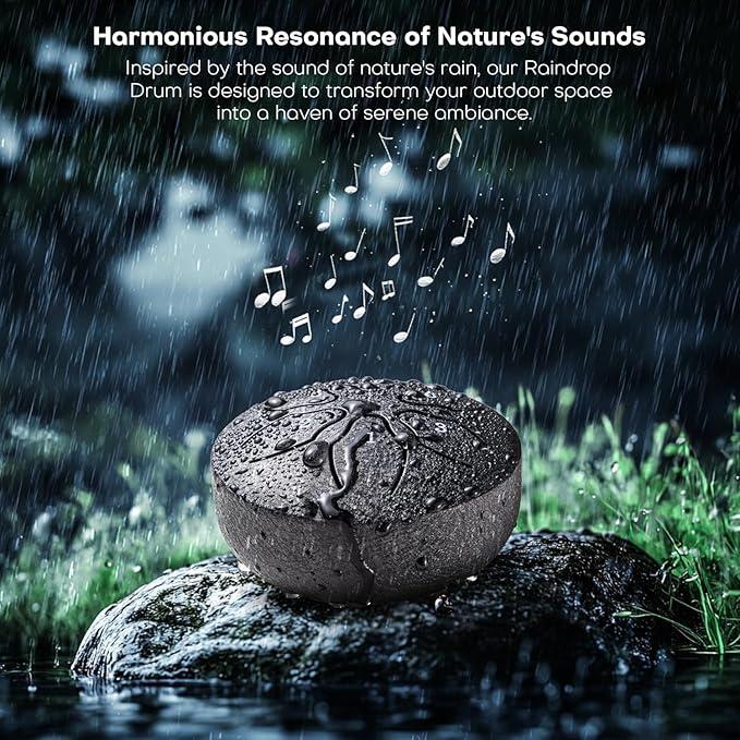 Facmogu Steel Tongue Drum, 6 Notes 3 Inches Rain Drum for Outside, Mini Rain Chime Drum with Bag, Music Book, Drumsticks, Waterlogging Rain Drum for Outside when It Rains - Black (Bowling Pattern)