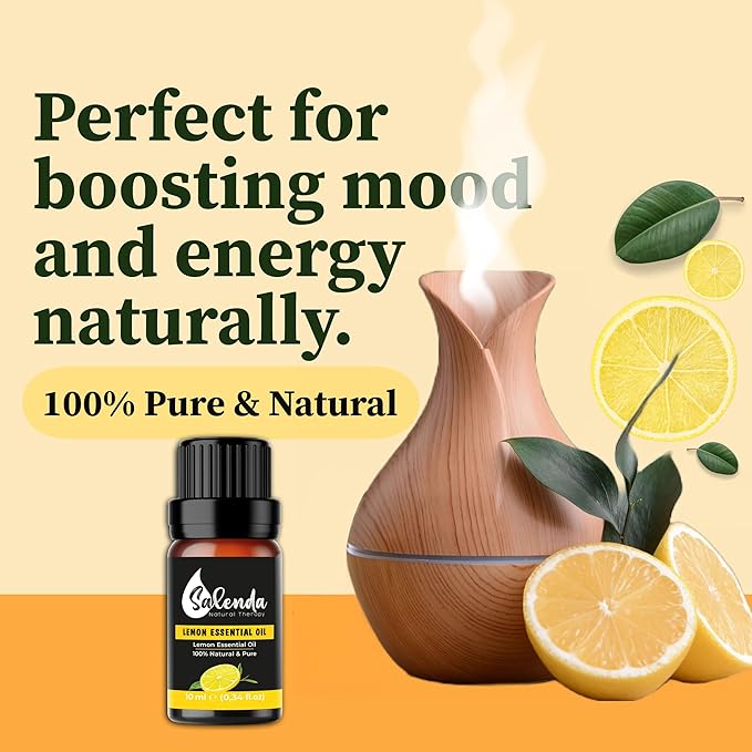 Lemon Essential Oil by Salenda -100% Pure, for Diffuser, Cleaning, Massage, Skin & Hair Care-0.34 Fl Oz (10 ml)